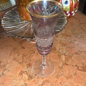 Ebeling & Reuss Bohemian Cut to Clear Crystal Champagne Fluted Glass Green